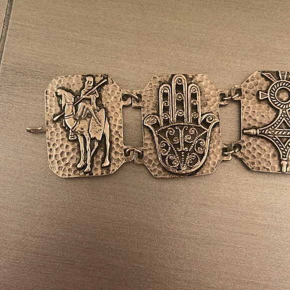 Vintage Souvenir Du Maroc Moroccan Hamsa Camel Link Bracelet - Picture 5 of 8
